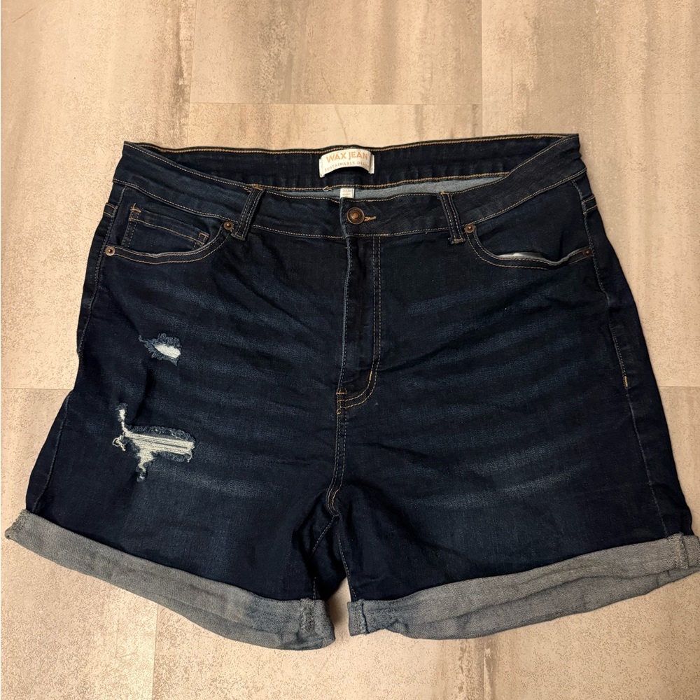Wax Jean blue Jean Shorts Distressed Cuffed - Picture 2 of 8